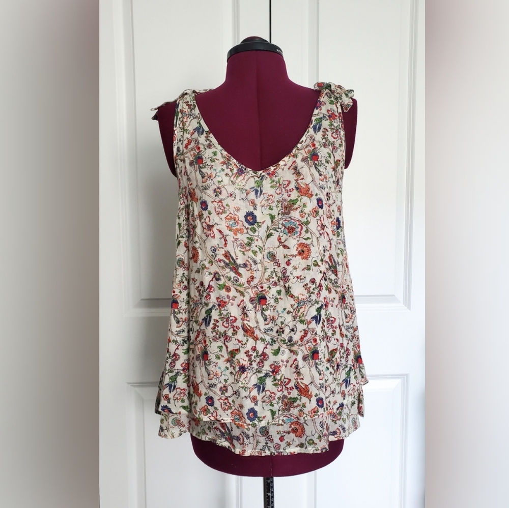 Modcloth floral sleeveless long flowing top M